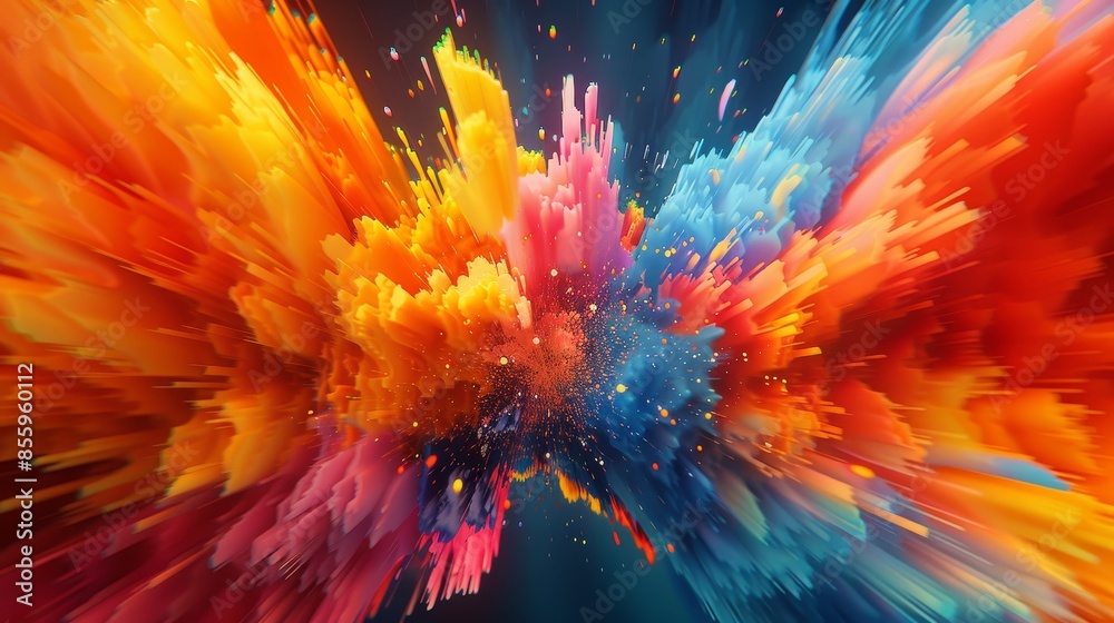 Illustrate a mesmerizing 3D burst of colors Illustrate a mesmerizing 3D burst of colors