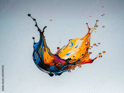 An Abstract Symphony of Colors, A vibrant explosion of colors captured in mid-air, showcasing the dynamic interaction of different hues.