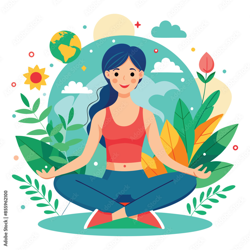 International Yoga Day vector illustration. Yoga in the lotus pose. International Yoga Day vector illustration. Yoga in the lotus pose.