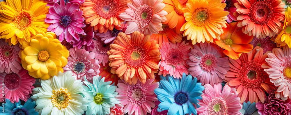 background of colorful frozen germini summer flowers background of colorful frozen germini summer flowers