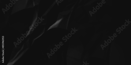 Black crumpled paper background texture pattern overlay. crinkled wrapper rumple wrinkled high resolution arts craft and Seamless black crumpled paper.	
