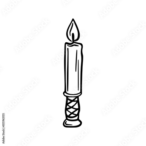 Doodle candle. Magic object. Sketch