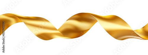 A golden ribbon with a smooth, flowing texture is set against a transparent background, highlighting its metallic sheen.