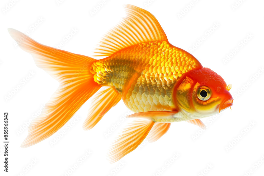 Close-up of a vibrant goldfish with flowing fins, swimming gracefully against a transparent background. Perfect for aquatic, pet, and nature themes. Close-up of a vibrant goldfish with flowing fins, swimming gracefully against a transparent background. Perfect for aquatic, pet, and nature themes.