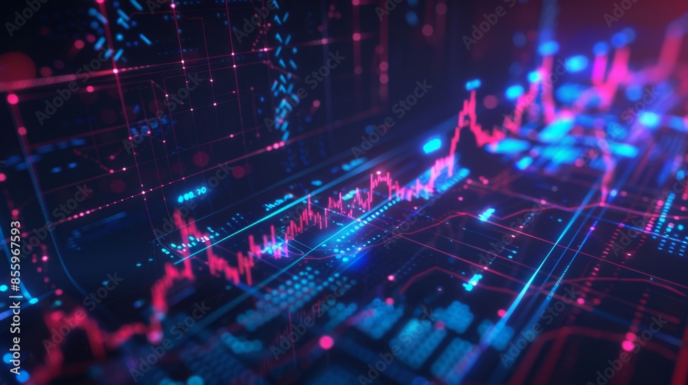 Futuristic Financial Data Visualization, Generative AI Futuristic Financial Data Visualization, Generative AI