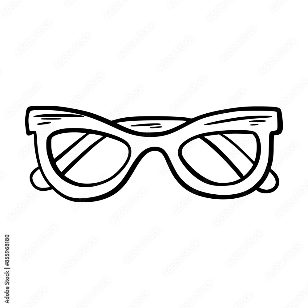 Doodle glasses. Back to school. School supplies. Sketch Doodle glasses. Back to school. School supplies. Sketch