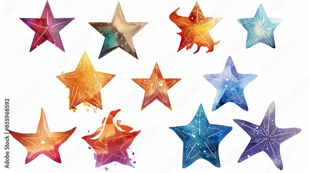 Colored stars seamless pattern isolated on white background Colored stars seamless pattern isolated on white background