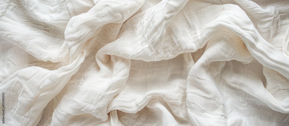 Fabric backdrop White linen canvas crumpled natural cotton fabric Natural handmade linen top view background Organic Eco textiles White Fabric linen texture. Copy space image Fabric backdrop White linen canvas crumpled natural cotton fabric Natural handmade linen top view background Organic Eco textiles White Fabric linen texture. Copy space image