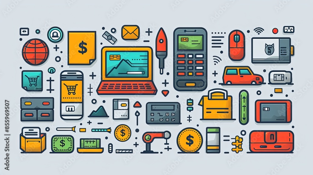 Payment Methods concept. Diverse transaction options for consumers. Digital, NFC, cash, global systems, checks, e-wallets, cryptocurrency, secure online processes. Flat vector illustration Payment Methods concept. Diverse transaction options for consumers. Digital, NFC, cash, global systems, checks, e-wallets, cryptocurrency, secure online processes. Flat vector illustration