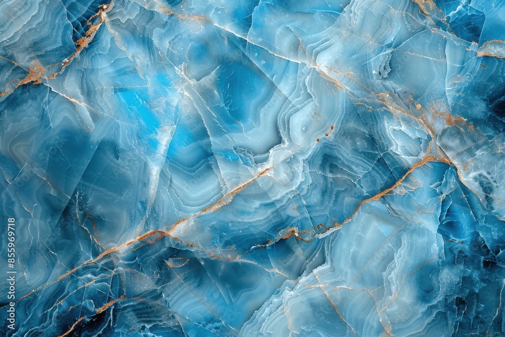 Naklejka premium A blue and white marble wall with a gold border