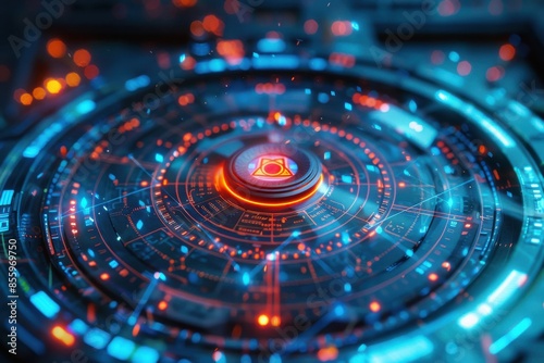 Wallpaper Mural A blue and orange circle with a red dot in the center Torontodigital.ca