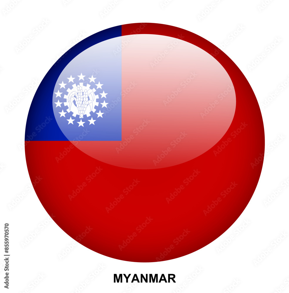 Obraz premium MYANMAR flag button on white background