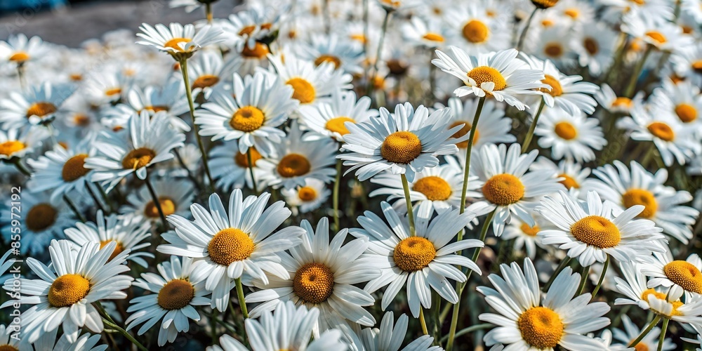 Fototapeta premium a field of bright snow-white flower daisies