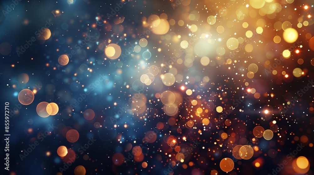 Sparkling bokeh background with warm golden and cool blue tones. Sparkling bokeh background with warm golden and cool blue tones.