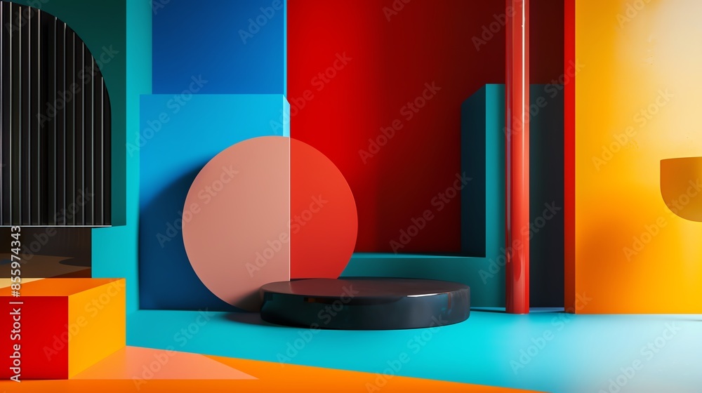 Vibrant geometric shapes in a colorful abstract scene, highlighting bold colors and modern design elements for creative inspiration. Vibrant geometric shapes in a colorful abstract scene, highlighting bold colors and modern design elements for creative inspiration.