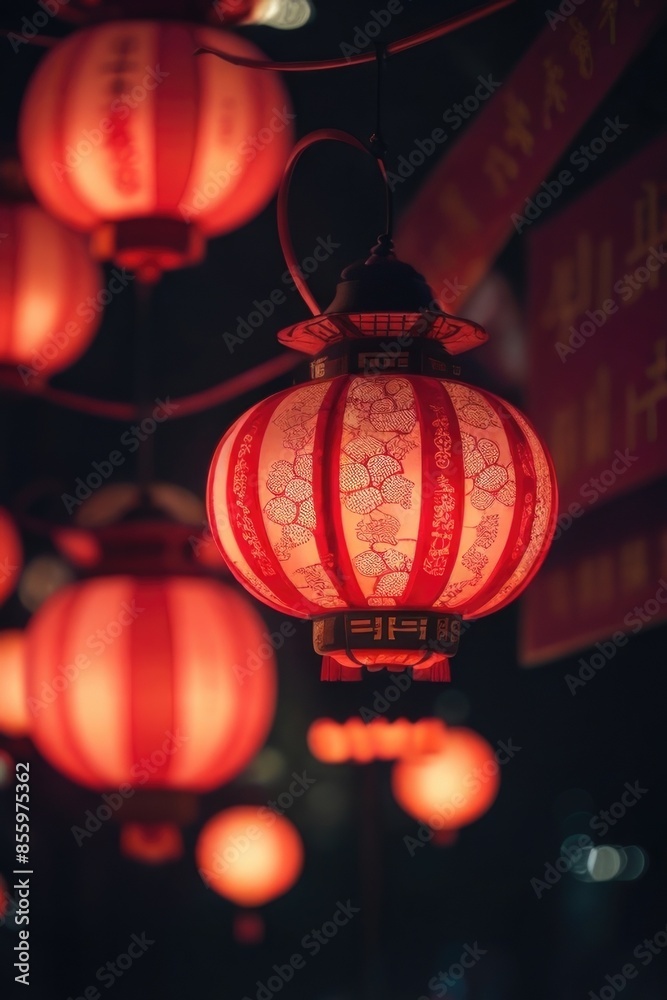 chinese lanterns are lit up in the night chinese lanterns are lit up in the night