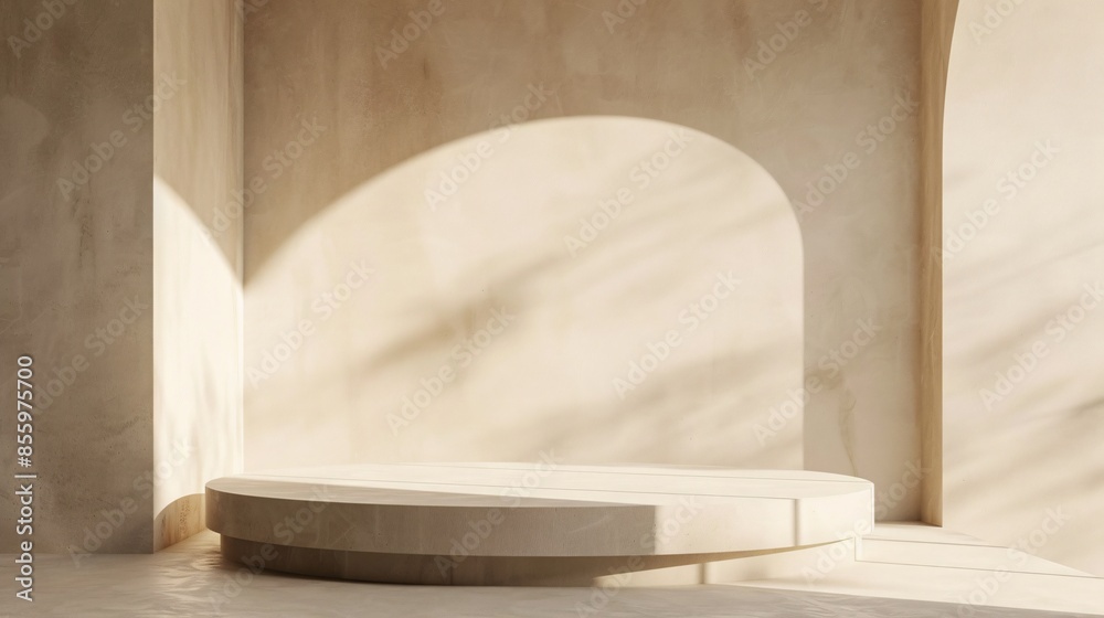 Empty product display area with a textured background and soft shadows Empty product display area with a textured background and soft shadows