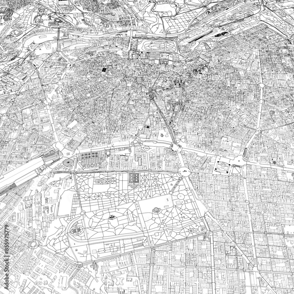 Fototapeta premium 3D illustration of city and urban in Madrid Spain