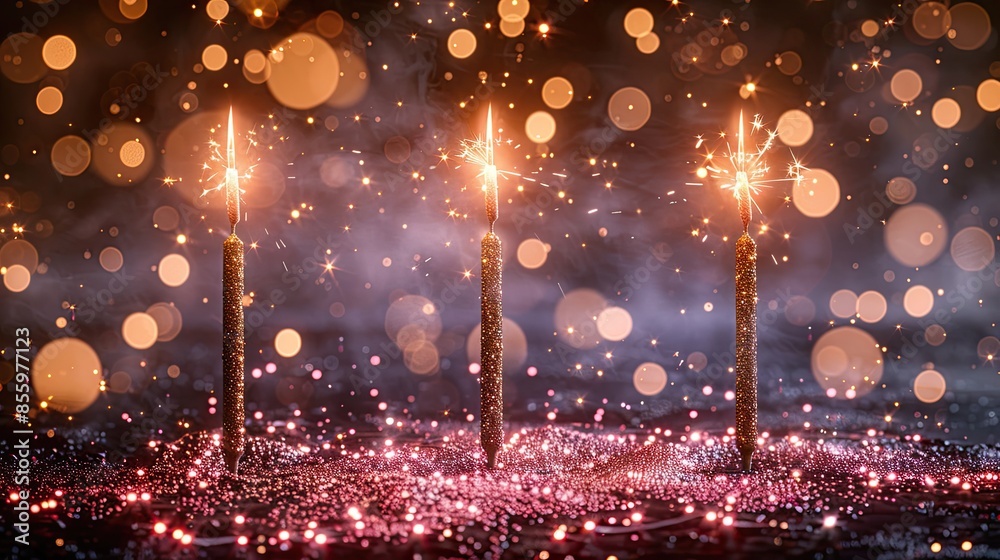 Obraz premium Abstract background celebration happy new year and merry Christmas Colorful firework on black background, generative ai 