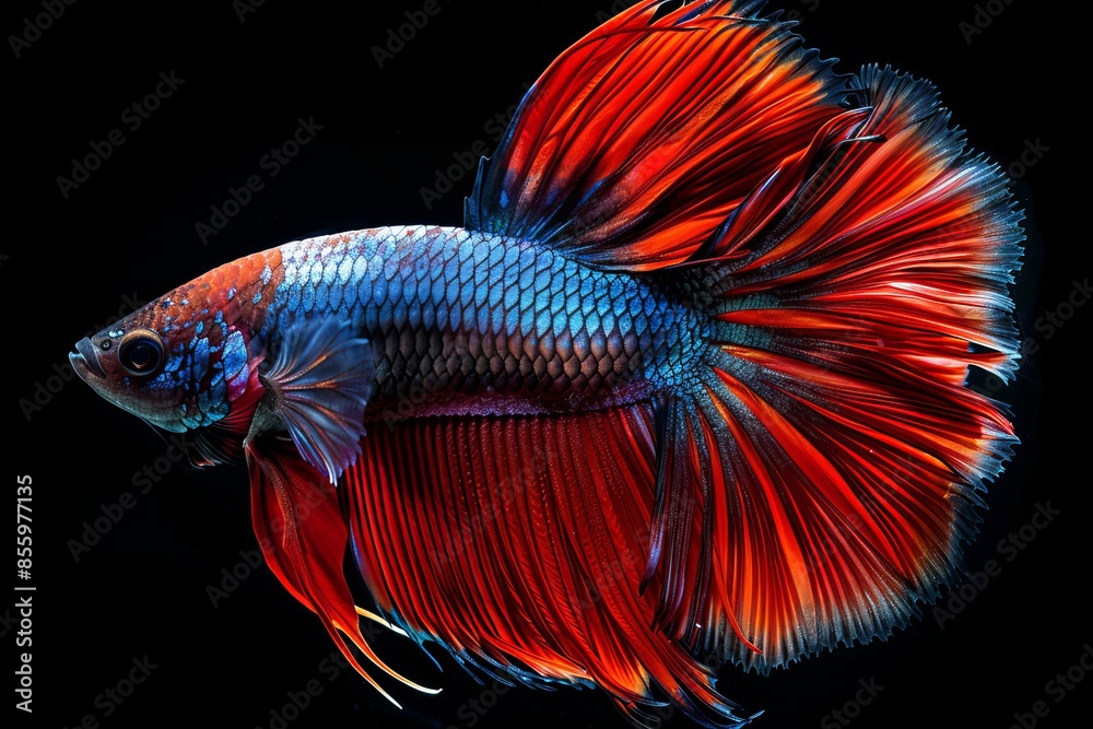 The Betta fish in this fish tank is a fancy Siamese fighting fish called Koi Galaxy The Betta fish in this fish tank is a fancy Siamese fighting fish called Koi Galaxy