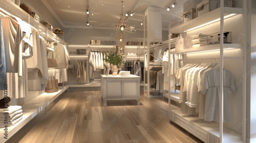 Obraz premium A large store with white clothing on display