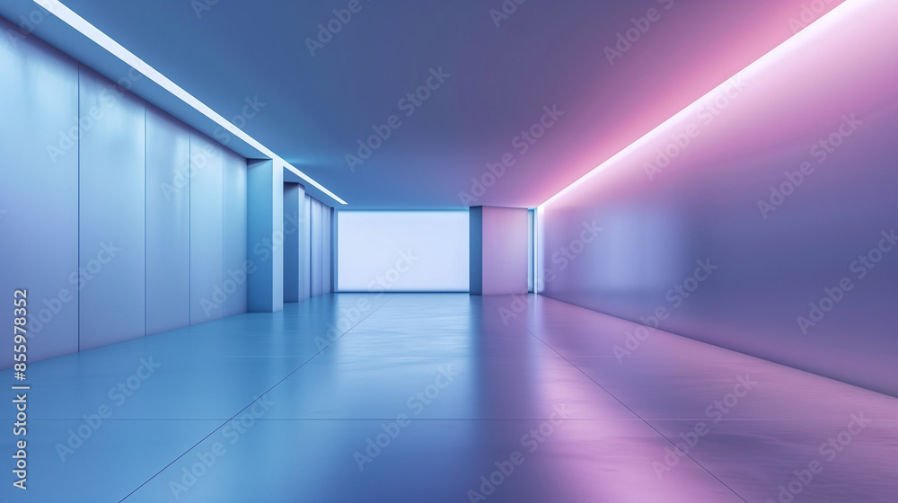 Fototapeta premium corridor with light, Futuristic interior space, empty space, aesthetic space, abstract space