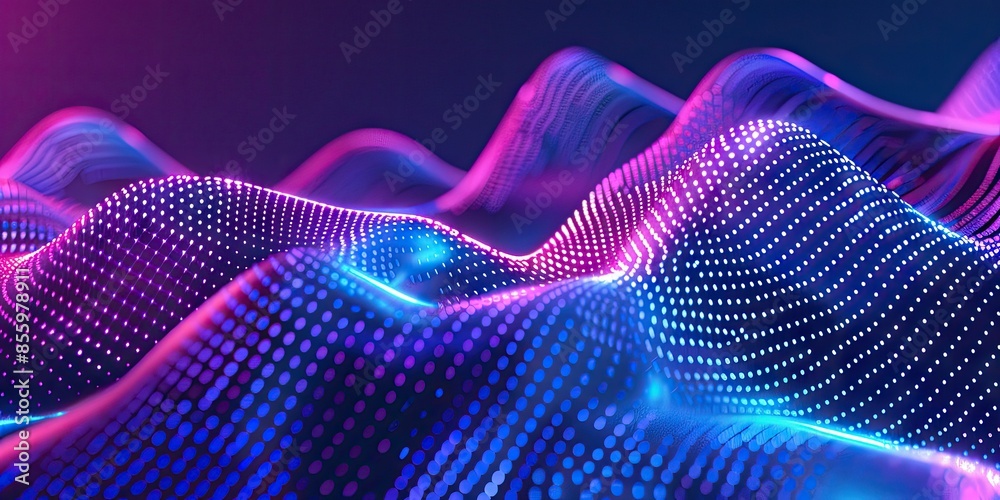 Abstract Neon Landscape with Glowing Dots Abstract Neon Landscape with Glowing Dots