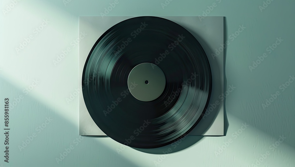 Obraz premium Vinyl Record on a Pale Green Background