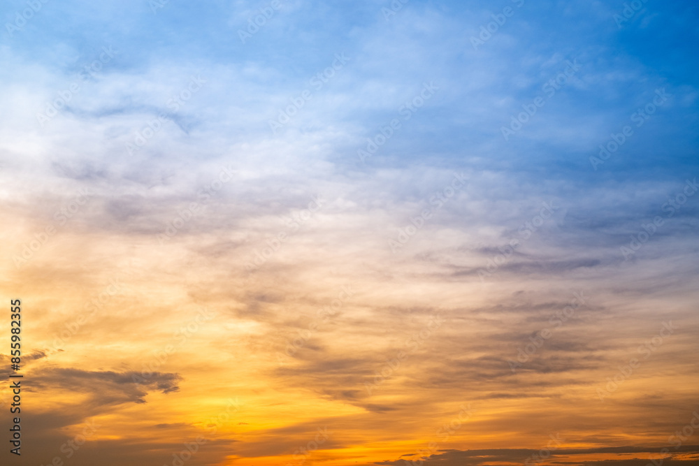 Beautiful , luxury soft gradient orange gold clouds and sunlight on the blue sky perfect for the background, take in everning,Twilight, Large size, high definition landscape photo Beautiful , luxury soft gradient orange gold clouds and sunlight on the blue sky perfect for the background, take in everning,Twilight, Large size, high definition landscape photo