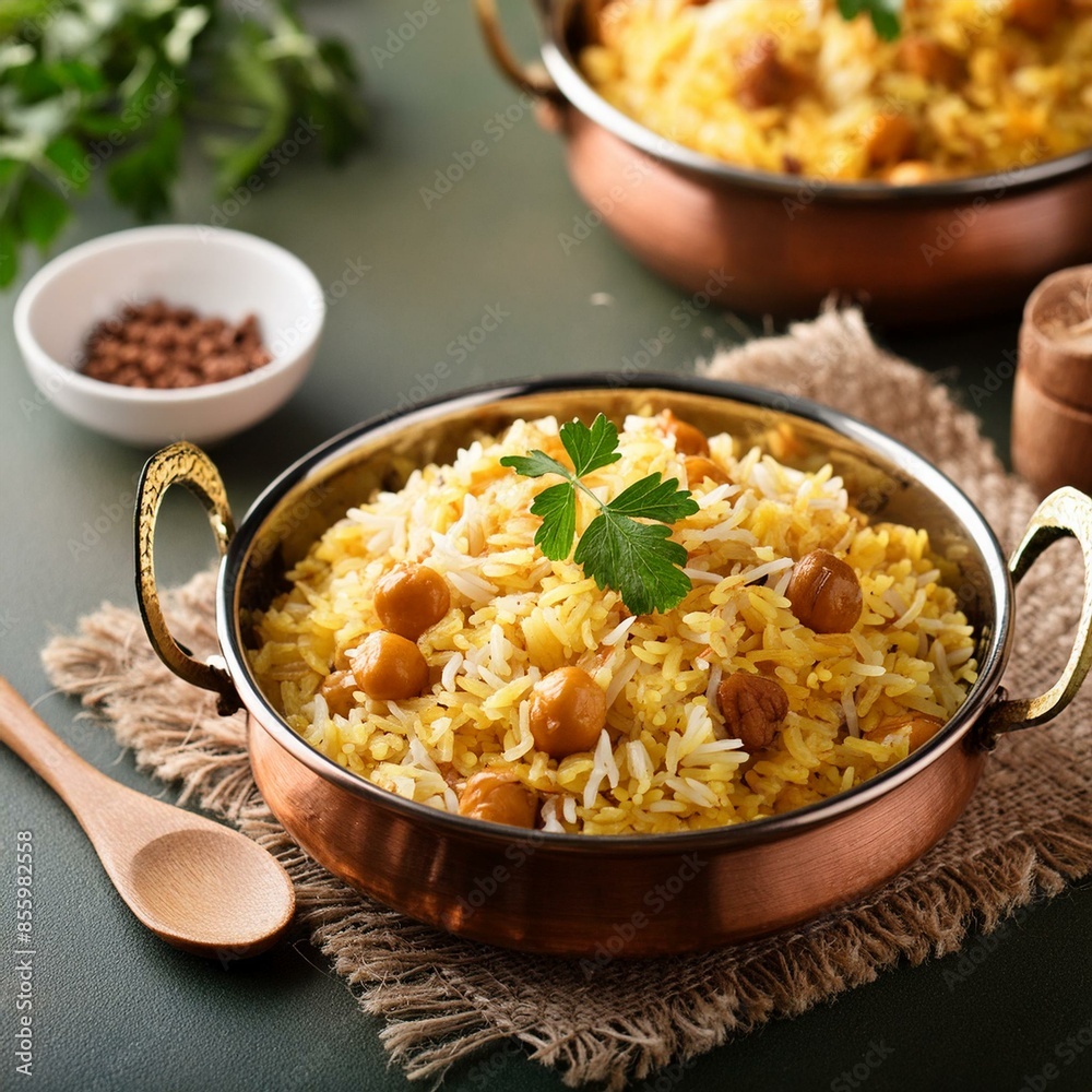 Indian cuisine food Chickpea pulao also known as chana pulao or pulav Indian cuisine food Chickpea pulao also known as chana pulao or pulav