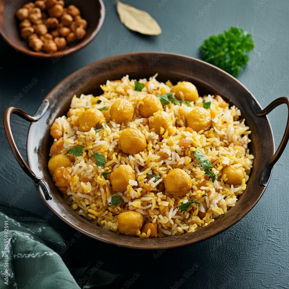 Indian cuisine food Chickpea pulao also known as chana pulao or pulav Indian cuisine food Chickpea pulao also known as chana pulao or pulav