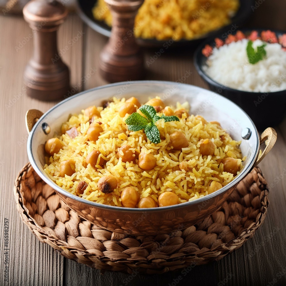 Indian cuisine food Chickpea pulao also known as chana pulao or pulav Indian cuisine food Chickpea pulao also known as chana pulao or pulav