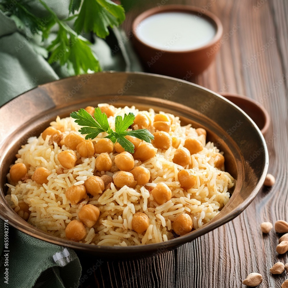 Indian cuisine food Chickpea pulao also known as chana pulao or pulav Indian cuisine food Chickpea pulao also known as chana pulao or pulav