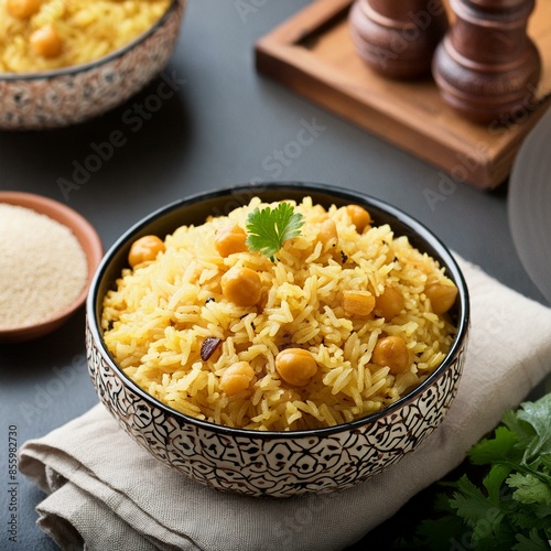 Indian cuisine food Chickpea pulao also known as chana pulao or pulav photo