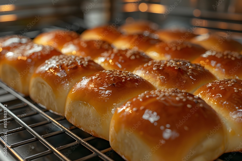 Freshly Baked Dinner Rolls with Golden Brown Crust on Oven Rack - Perfect for Holiday Meals and Baking Inspiration Freshly Baked Dinner Rolls with Golden Brown Crust on Oven Rack - Perfect for Holiday Meals and Baking Inspiration