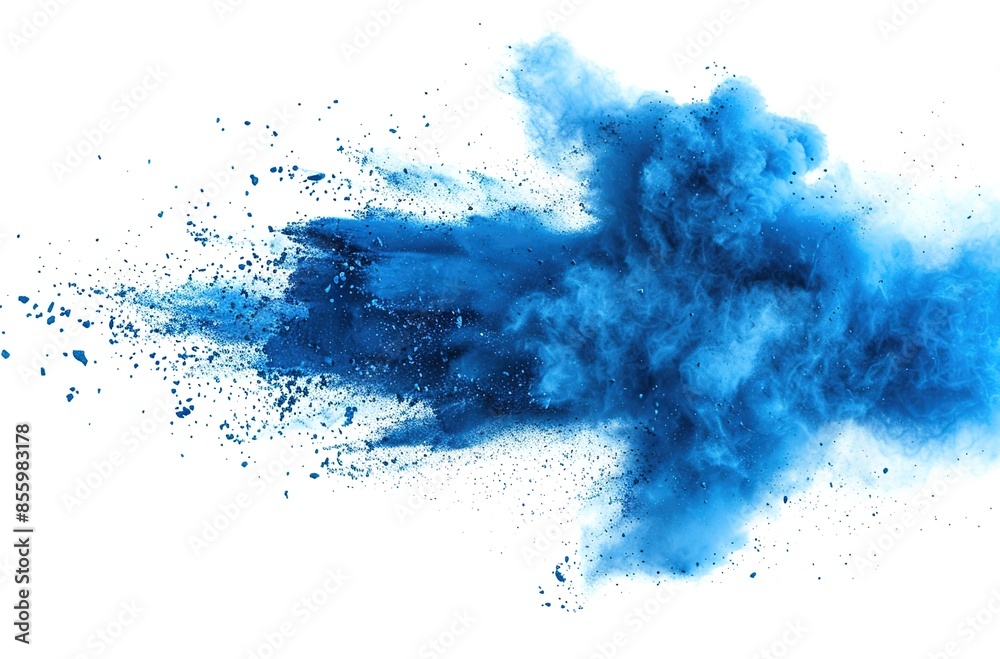Blue powder explosion on white background
Blue powder explosion on white background