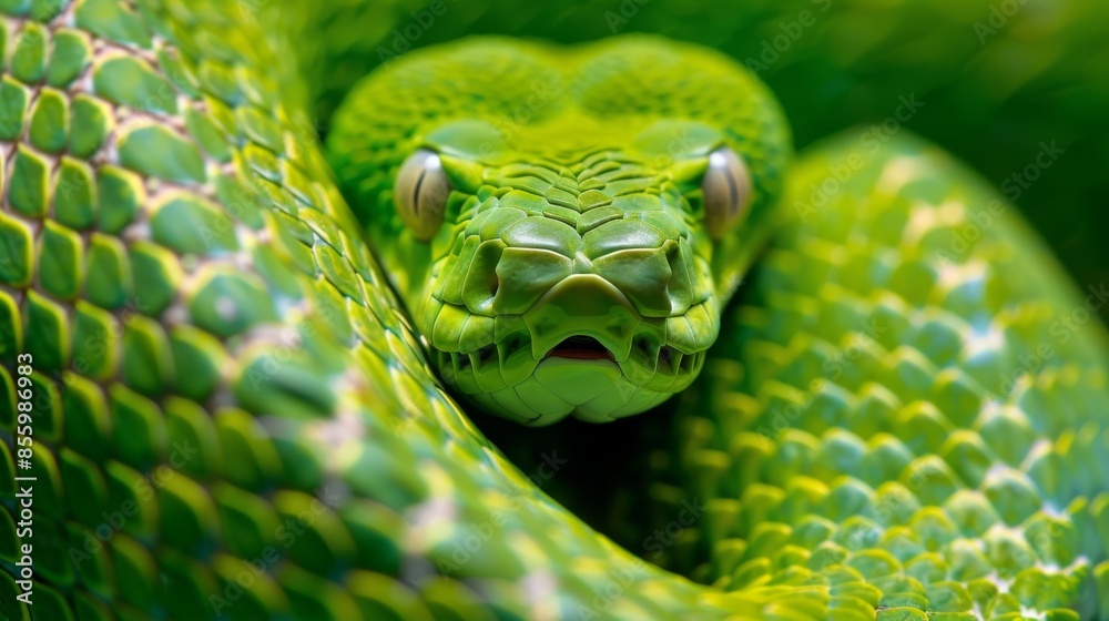 Close-up of Green Snake, Generative AI Close-up of Green Snake, Generative AI