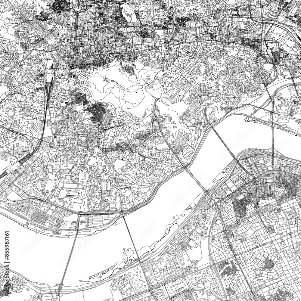 Naklejka premium 3D illustration of city and urban in Seoul South Korea