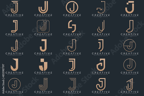 Mega logo collection, Abstract letter J logo design. icons for business
