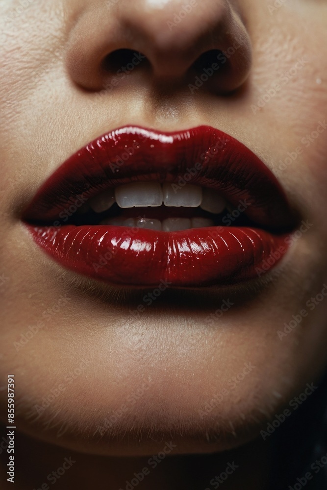Close-up woman's lips with lipstick Close-up woman's lips with lipstick