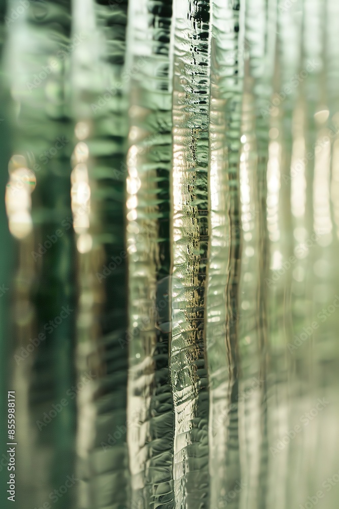 Close-up of reeded glass with light playing on grooves. Close-up of reeded glass with light playing on grooves.