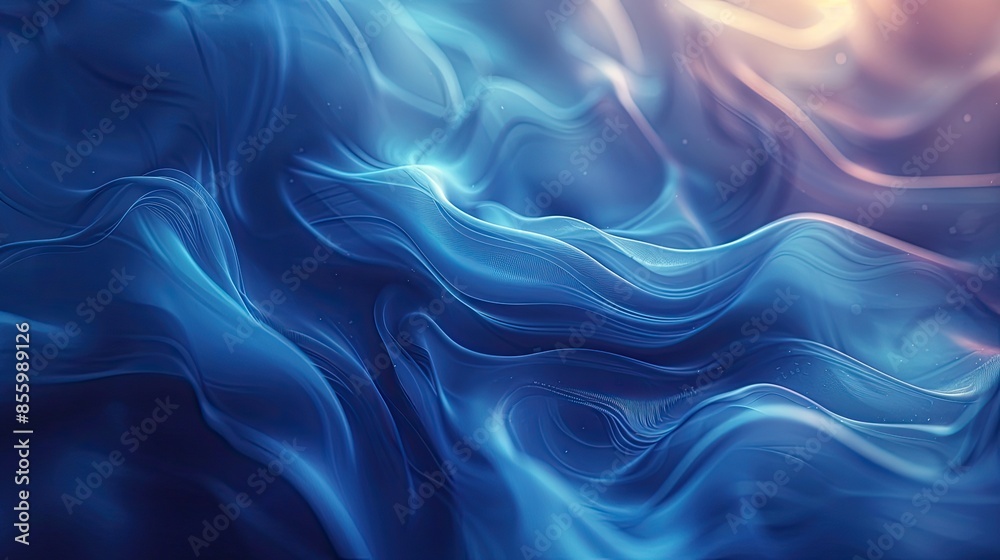Abstract blue swirl wave on black background. Flow liquid lines design element, generative ai Abstract blue swirl wave on black background. Flow liquid lines design element, generative ai