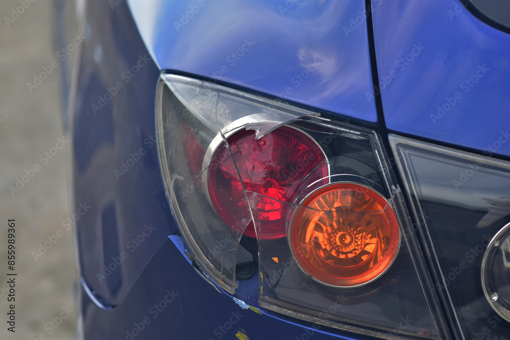 custom made wallpaper toronto digitalCloseup of Broken blue car tail light following a car accident and traffic accident on road at Thailand.