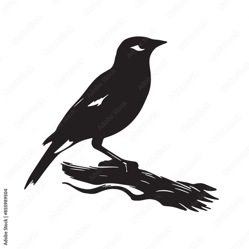 Obraz premium Bird On Branch Vector Art illustration
