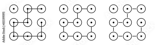 set of line design pattern lock icons. password symbol icon isolated on white background