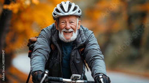  senior man cycling to promote a healthy lifestyle 