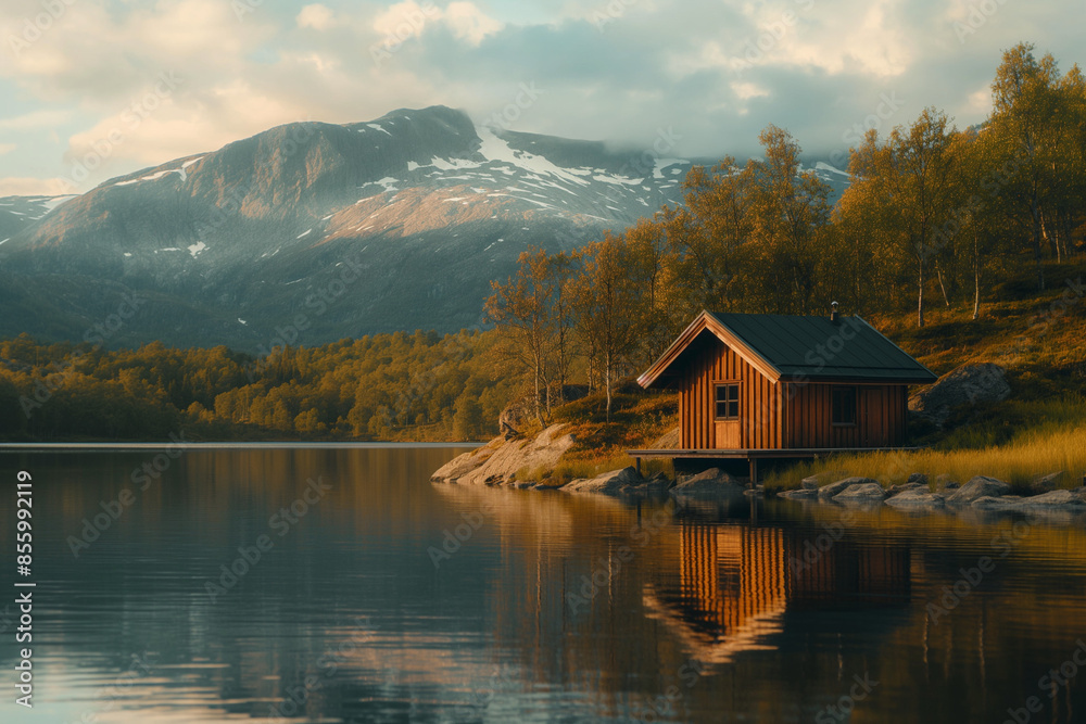 Fototapeta premium house on the lake