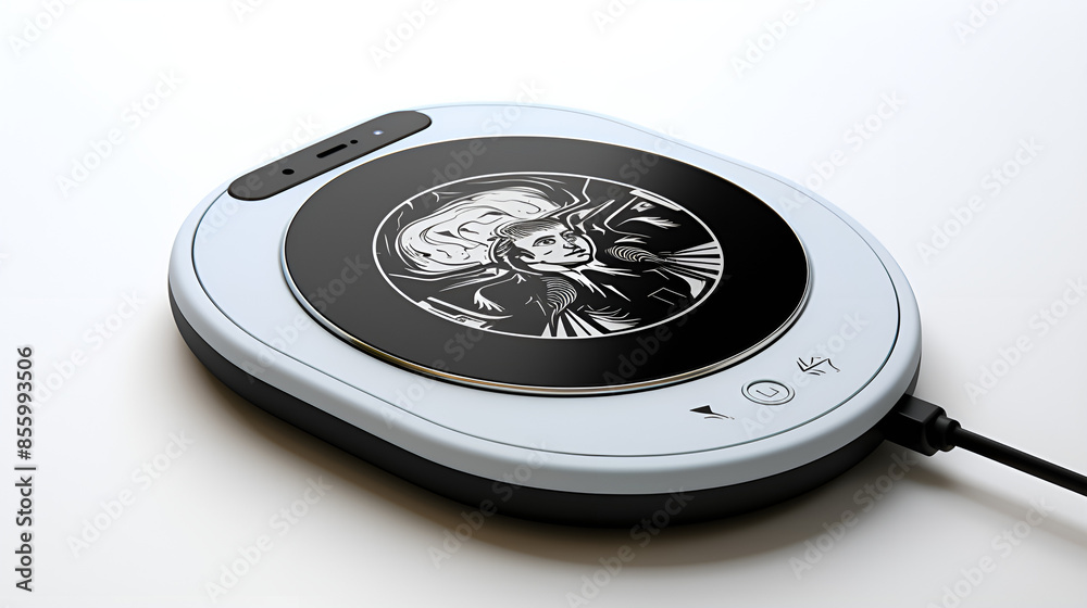 Sleek Black Wireless Charger with Intricate Center Graphic Sleek Black Wireless Charger with Intricate Center Graphic