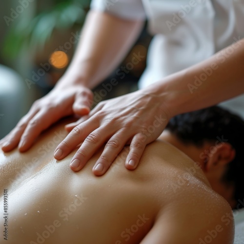 Wallpaper Mural A scene where a physical therapist massages a patient's back. Close-up of physical therapist's hands  Torontodigital.ca