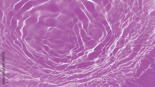 Purple water splashes on the surface ripple blur. Defocus blurred transparent pink colored clear calm water surface texture with splash and bubble. Water waves with shining pattern texture background